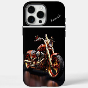 Goldene Motorradreflexion iPhone 16 Pro Max Hülle
