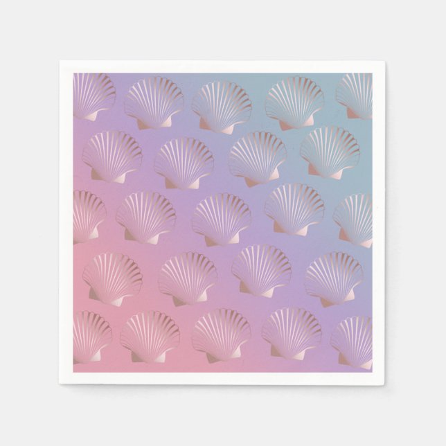 Goldene Muschelmuster der Girlande-Rose Serviette (Vorderseite)