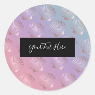 Goldene Muschelmuster der Girls-Rose Runder Aufkleber