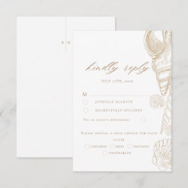 Goldene Muscheln & Weiße Küstenhochzeit Bitte Antw RSVP Karte