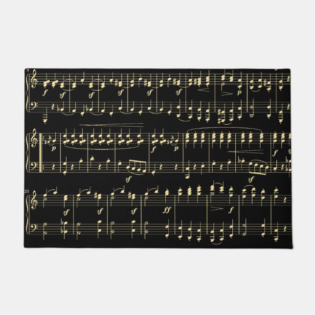 Goldene Musik auf schwarz Fußmatte (Vorderseite)