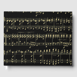 Goldene Musik auf schwarz Gästebuch