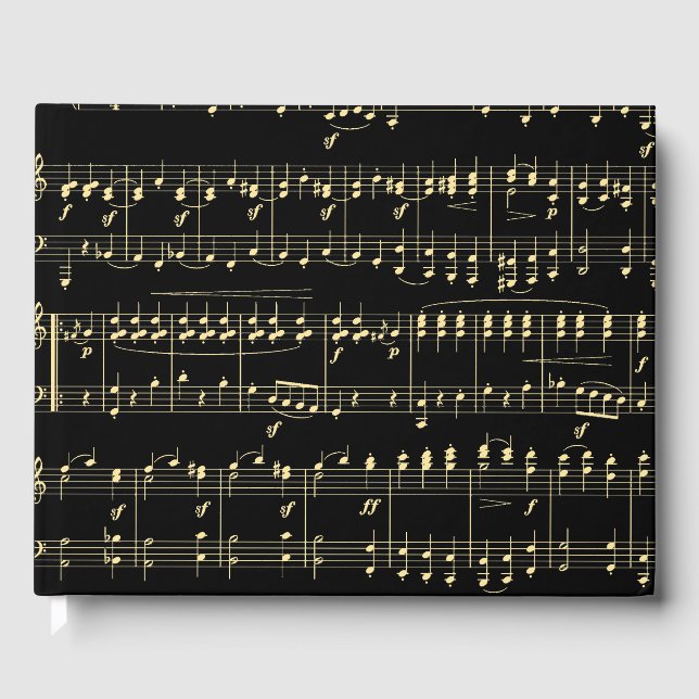 Goldene Musik auf schwarz Gästebuch (Vorderseite)