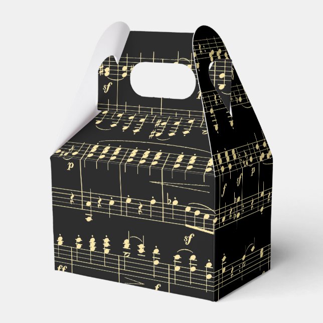 Goldene Musik auf schwarz Geschenkschachtel (Vorderseite)