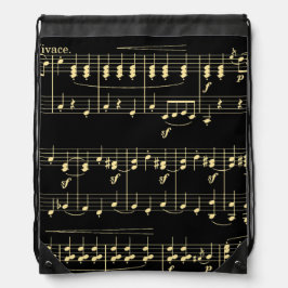 Goldene Musik auf schwarz Sportbeutel