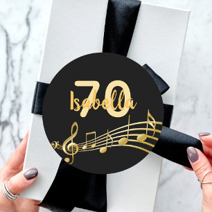 Goldene Musiknoten aus dem 70. Jubiläum Runder Aufkleber