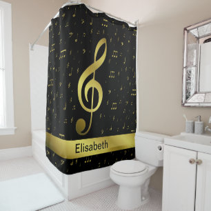 goldene Musiknoten Duschvorhang