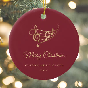 Goldene Musiknoten Elegante Schrift Weihnachten Keramik Ornament