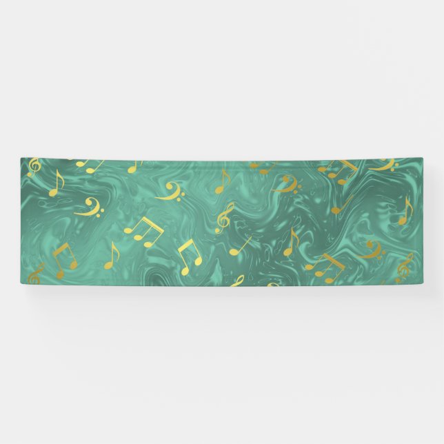 goldene Musiknoten in Benzin Banner (Horizontal)