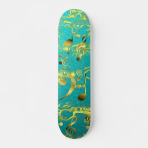 goldene Musiknoten in Minze Skateboard