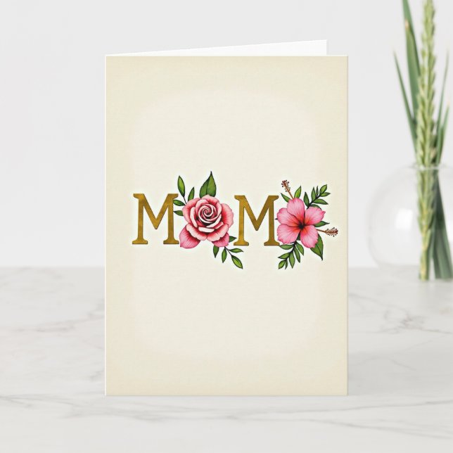Goldene Mutter Blumenkunstkarte Karte (Vorderseite)