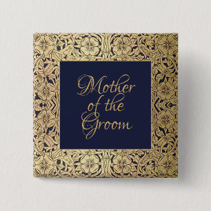 Goldene Mutter der Braut Elegante Hochzeit Marineb Button