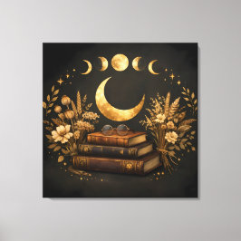 Goldene mystische Bibliothek & Botanische Boho-Mon Leinwanddruck