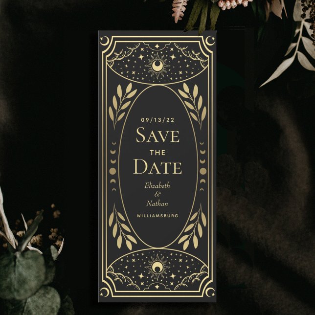 Goldene mystische Tarot-Karte Save the Date Einladung (Von Creator hochgeladen)