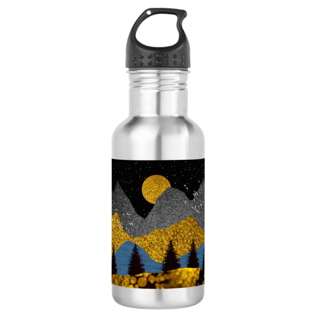 Goldene Nacht Edelstahlflasche (Vorderseite)
