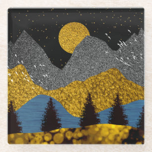 Goldene Nacht Glasuntersetzer