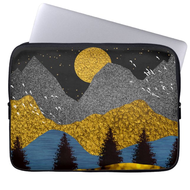 Goldene Nacht Laptopschutzhülle (Vorderseite)