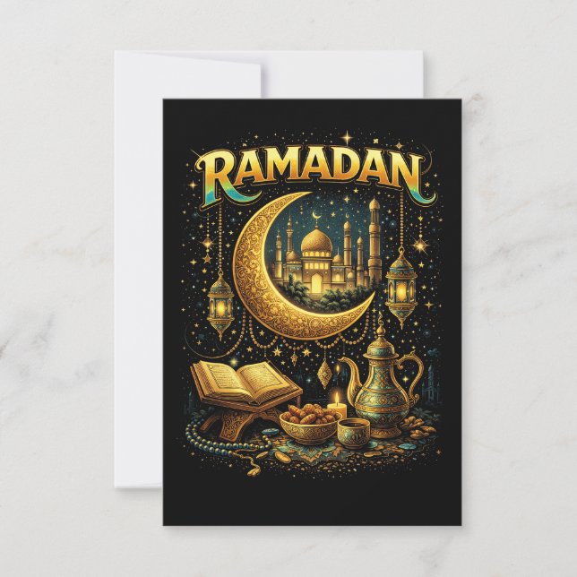 Goldene Nächte des Ramadan Dankeskarte (Vorderseite)