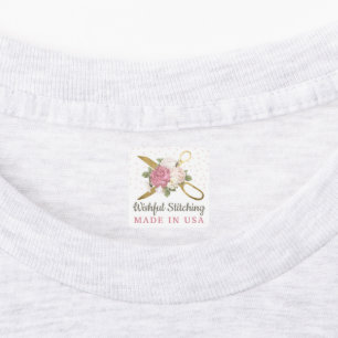 Goldene Nähschere Floral Shabby Maßkleidung Etiketten