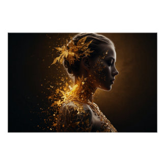 Goldene Natur – Elegante Verwandlung in Licht Poster