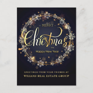 Goldene Navy Weihnachtsschneeflocke Unternehmensgr Postkarte