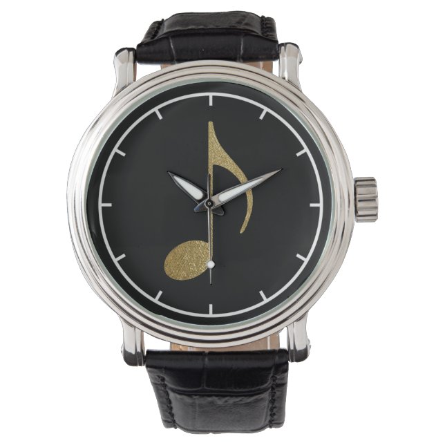 goldene Note auf schwarz Armbanduhr (Vorderseite)