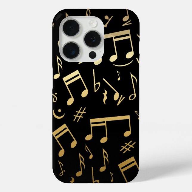 Goldene Noten auf schwarzem Hintergrund Case-Mate iPhone Hülle (Rückseite)