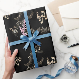 Goldene Noten auf schwarzem Hintergrund Geschenkpapier