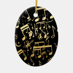 Goldene Noten auf schwarzem Hintergrund Keramik Ornament
