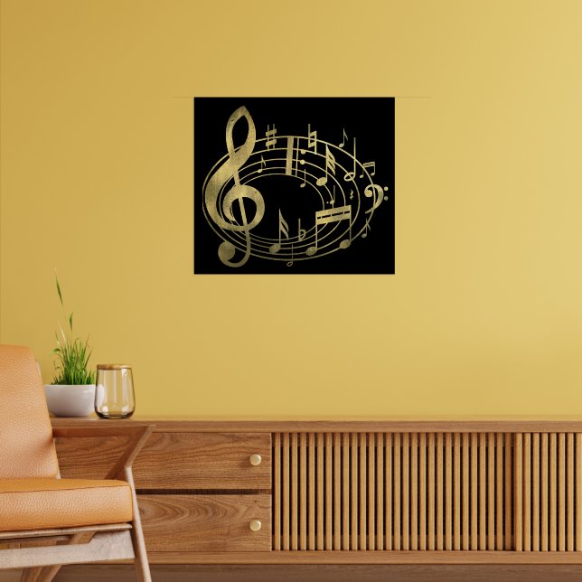 Goldene Noten in ovaler Form Poster (Wohnzimmer 2)