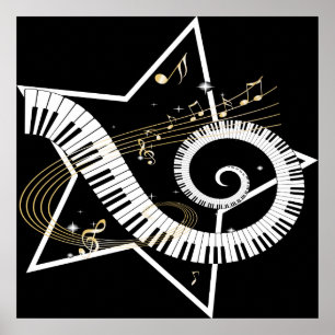 Goldene Noten von Musical Star Poster