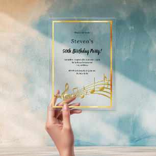 Goldene Noten zum Geburtstag klar Acryleinladungen