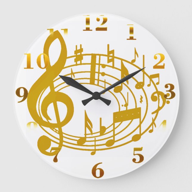 Goldene Notizen_Uhr Große Wanduhr (Vorderseite)