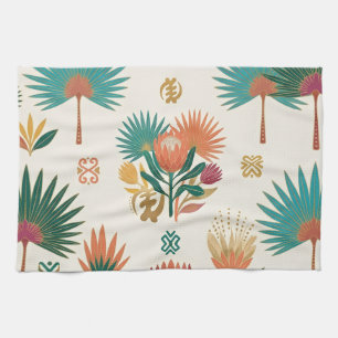 Goldene Oase Tropische Botanische Untersetzer Geschirrtuch