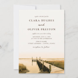Goldene Ocker-Olive-Marsch-Script-Lowcountry-Hochz Einladung