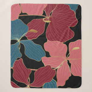 Goldene Orchideen, elegante Blumen-Linien Kunst. Sherpadecke