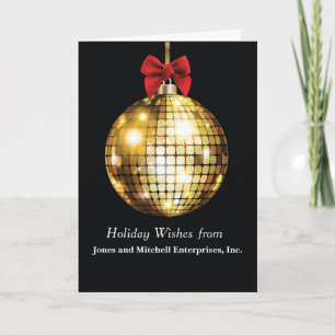 Goldene Ornament auf schwarzem Bow Karte