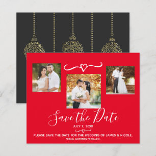 Goldene Ornamente Feiertagsfoto Hochzeit Terminank