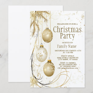 Goldene Ornamente Weihnachten Einladung