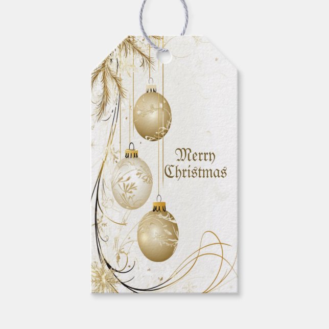 Goldene Ornamente Weihnachten Geschenkanhänger (Vorderseite)