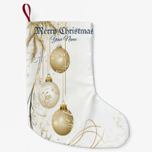 Goldene Ornamente Weihnachten Kleiner Weihnachtsstrumpf