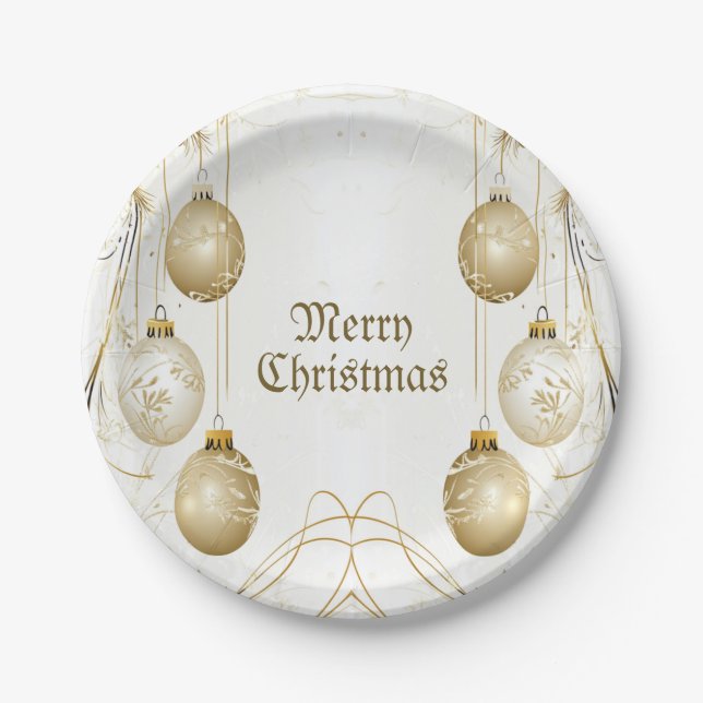 Goldene Ornamente Weihnachten Pappteller (Vorderseite)