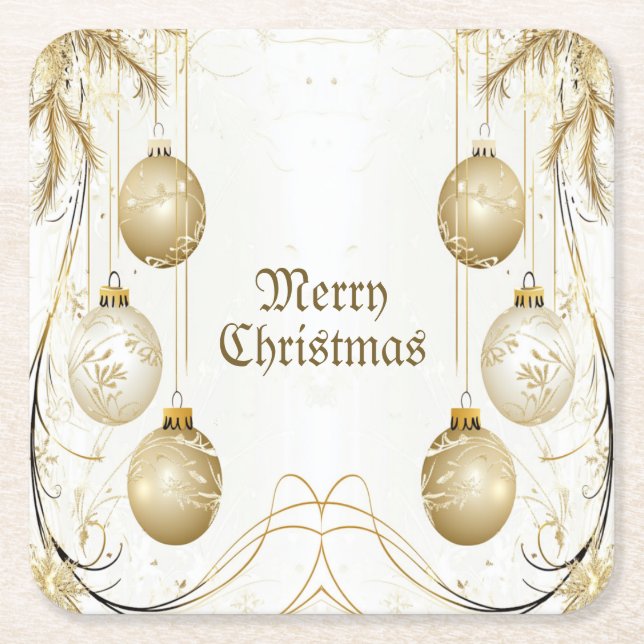 Goldene Ornamente Weihnachten Rechteckiger Pappuntersetzer (Vorderseite)