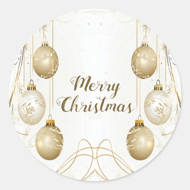 Goldene Ornamente Weihnachten Runder Aufkleber (Vorderseite)