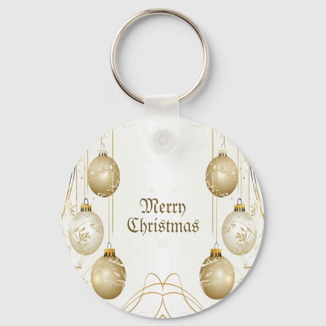 Goldene Ornamente Weihnachten Schlüsselanhänger (Vorderseite)