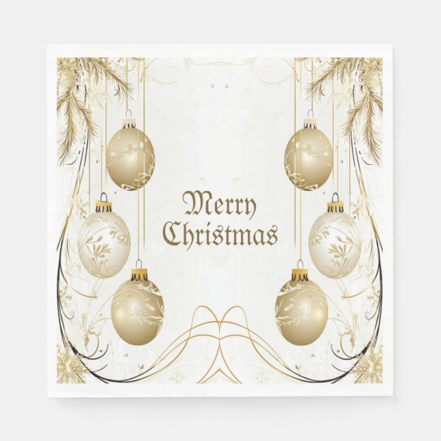 Goldene Ornamente Weihnachten Serviette (Vorderseite)