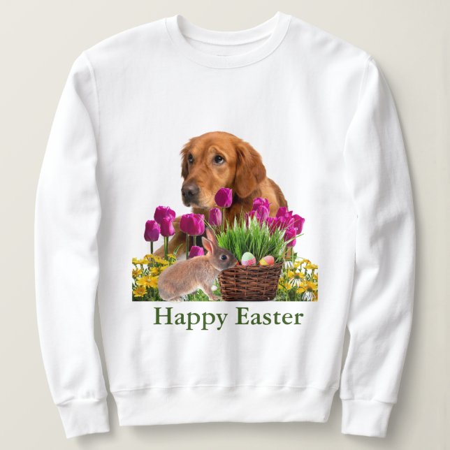 Goldene Osterfeier und Kaninchenfrühlingssaison Sweatshirt (Design vorne)