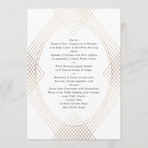 Goldene Oval Geometrische Art Deco Gatsby Hochzeit Menükarte