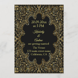 Goldene Paisley Line Einladung