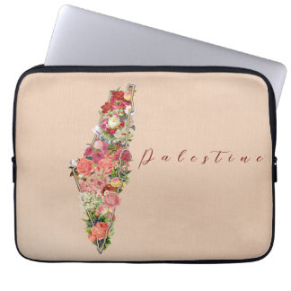 Goldene Palästina-Karte mit Blumen gefüllt Laptopschutzhülle